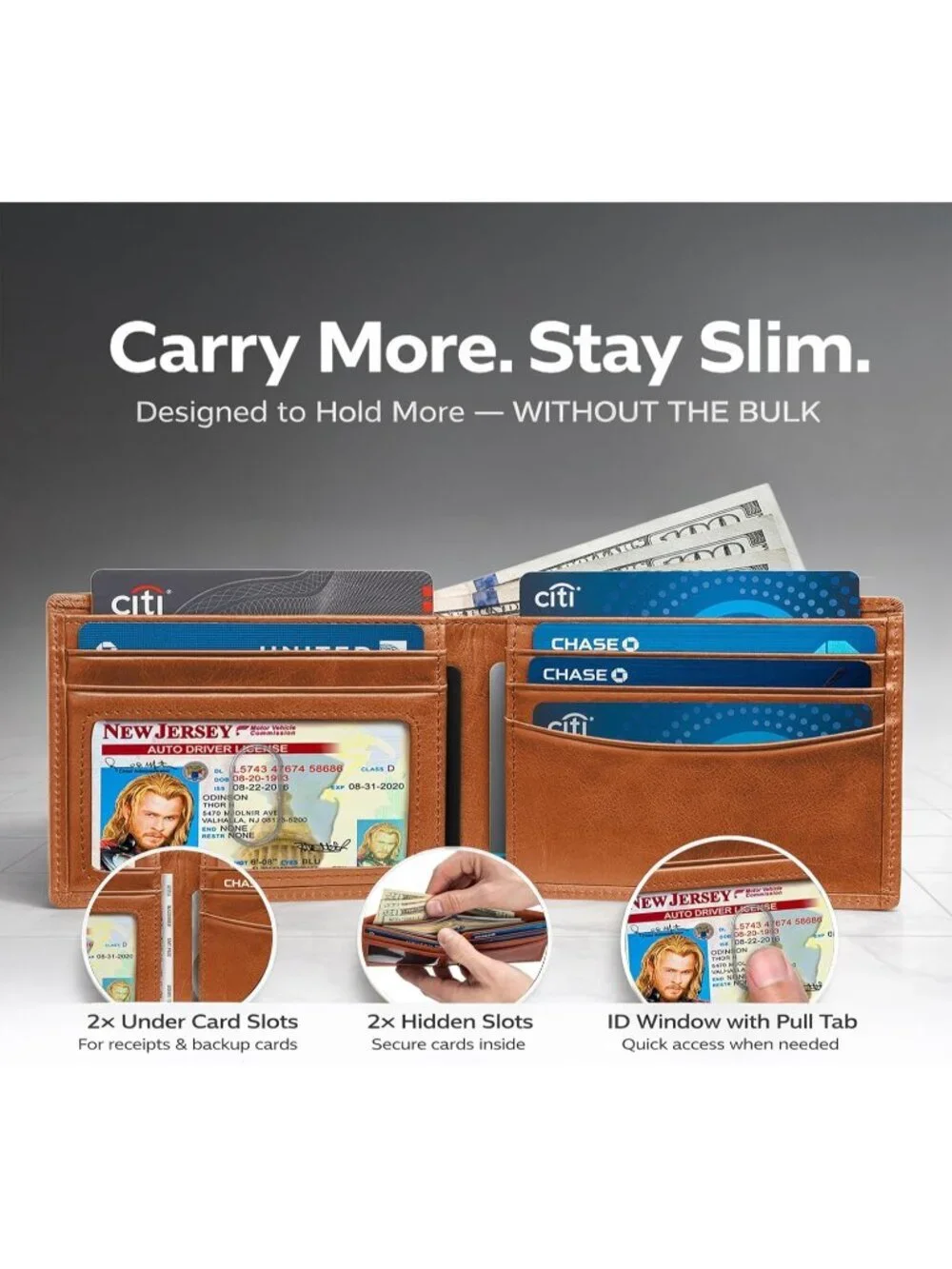 Men's California Dessert Bifold Wallet  9 Total Card Slots Dry Cloth Clean